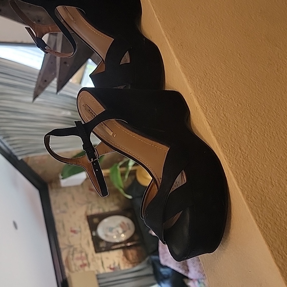 Zara navy platform wedges